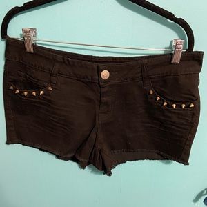 Decree Black Studded Shorts